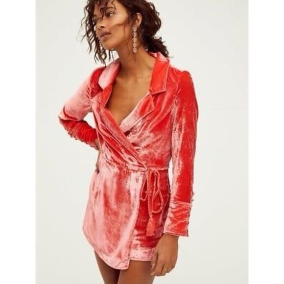 Free People Viola Velvet Romper M - Picture 1 of 7